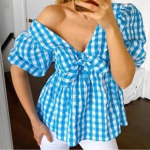 Lilly Pulitzer Blue and White Gingham Blouse
